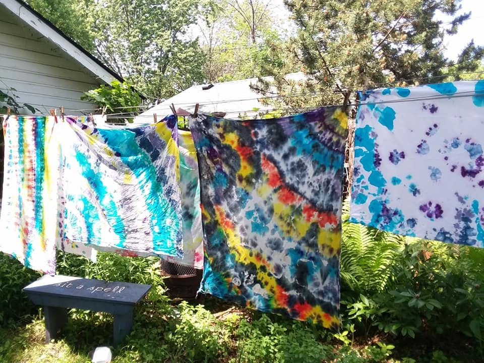 tie-dye on a clothes line