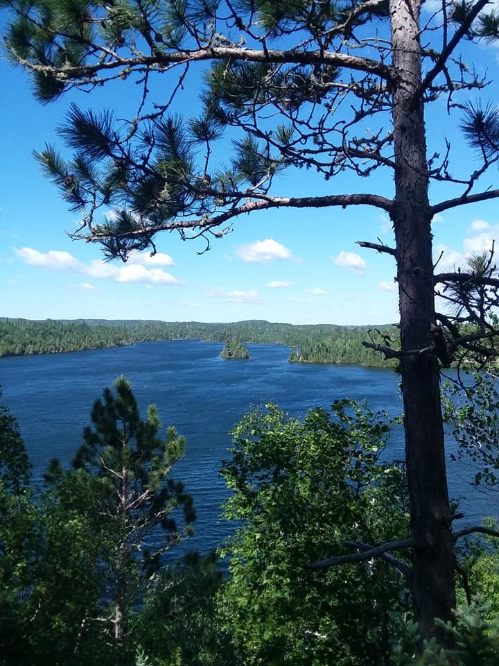The view from the cliffs over Flour Lake