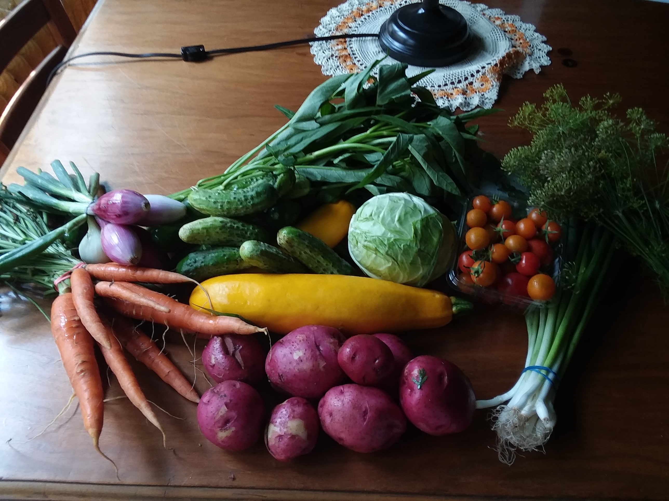 artfully arranged veggies on my table